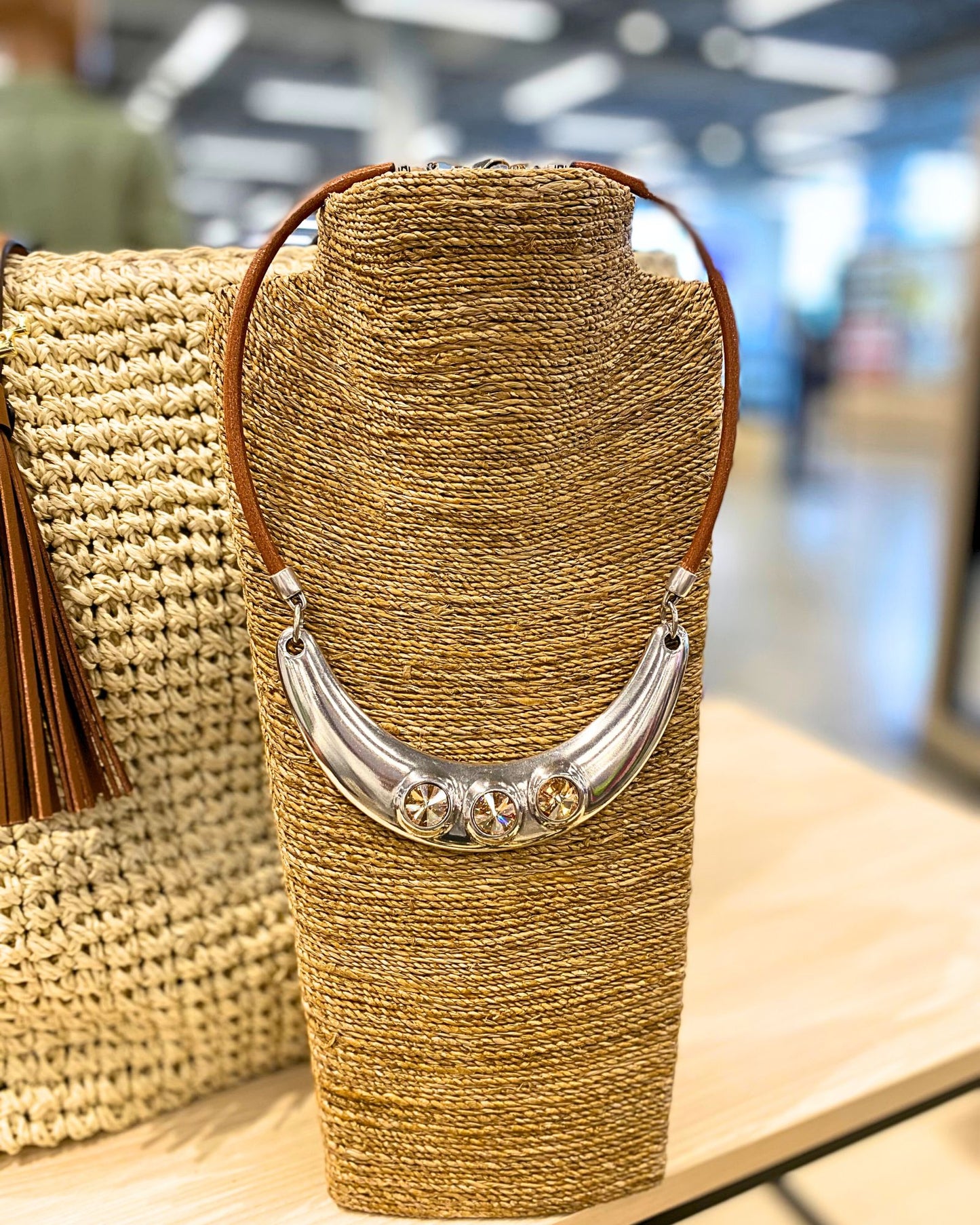 Vanni Silver Collar Necklace w/Colorado Topaz Swarovski Crystals