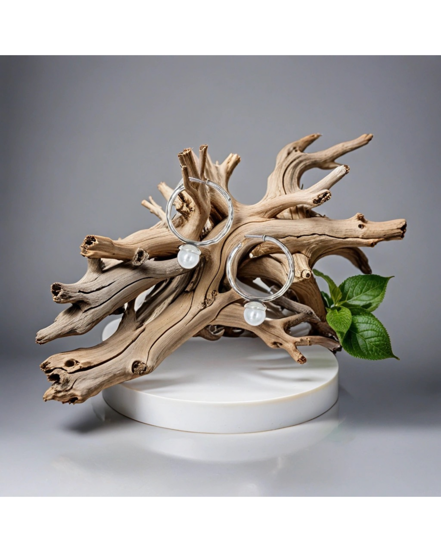 Silver Hoop w/ Pearl Accent II