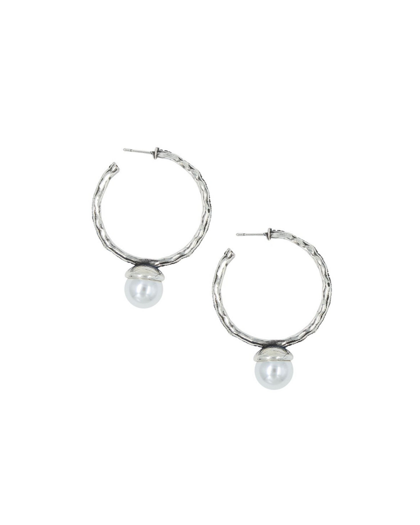 Silver Hoop w/ Pearl Accent II