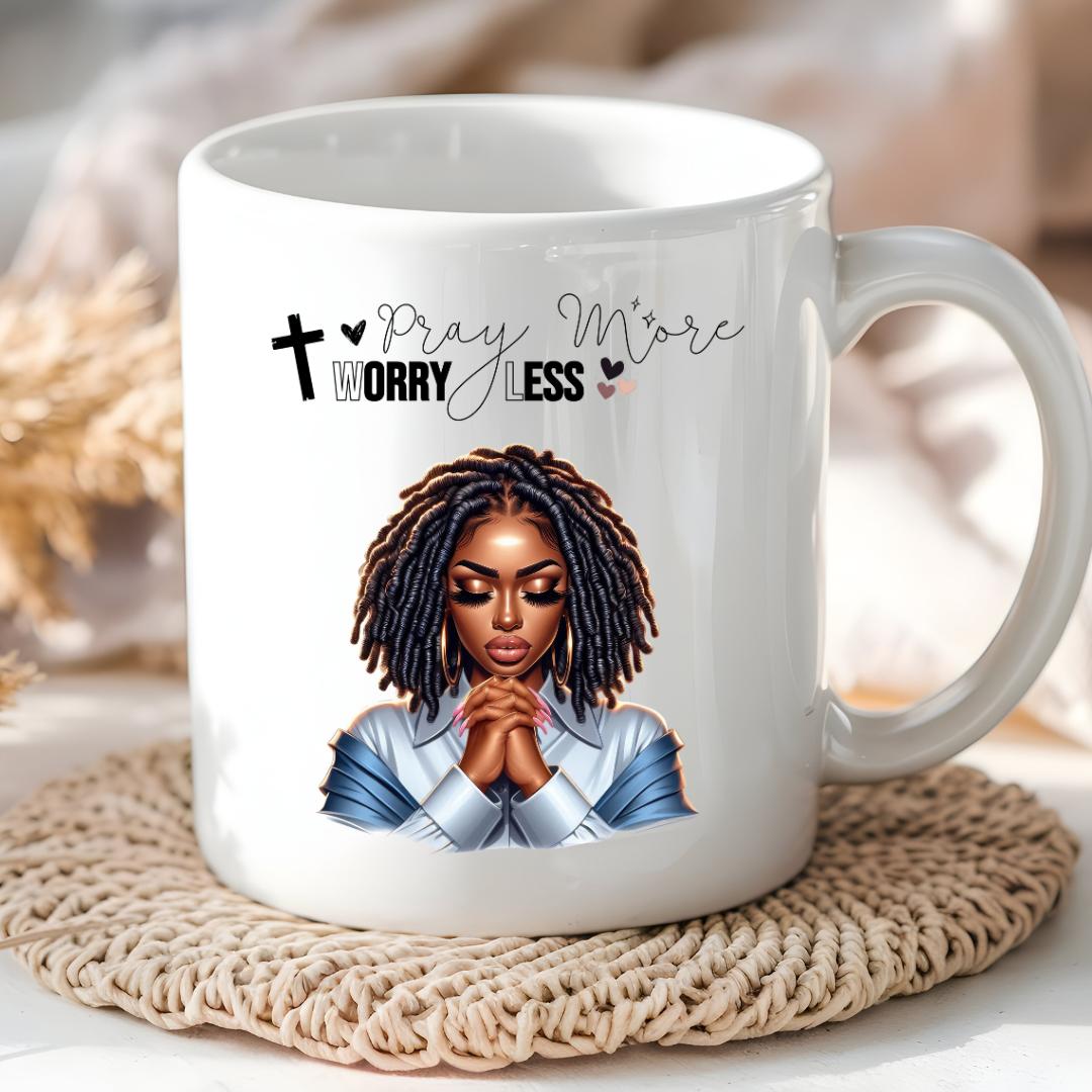 Pray More, Worry Less Custom Mug