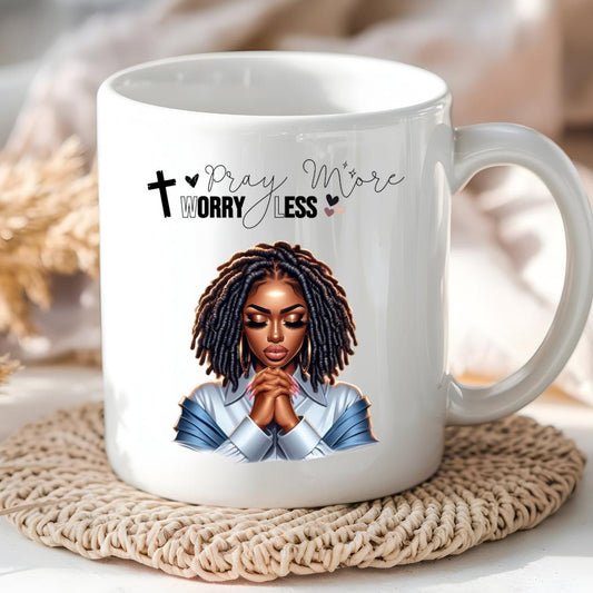 Pray More, Worry Less Custom Mug