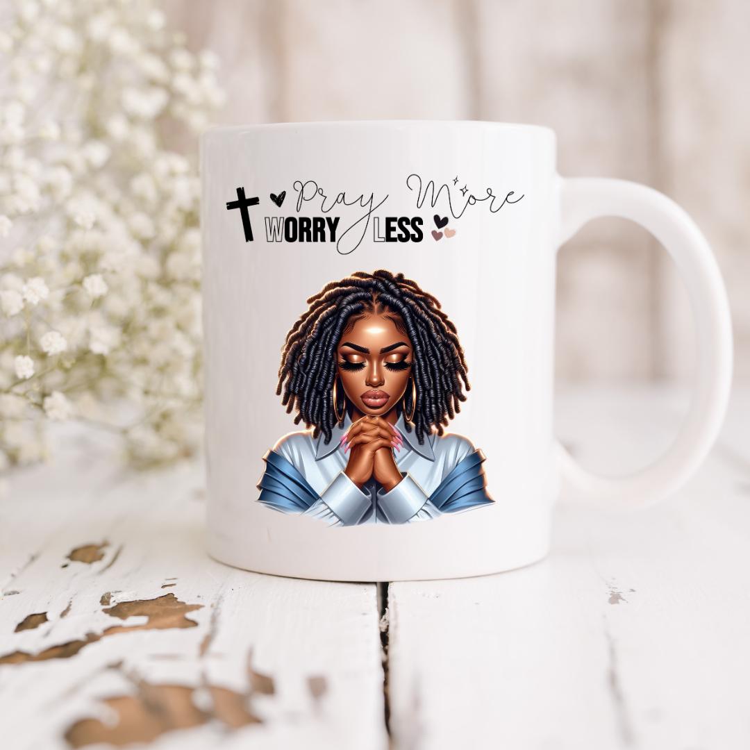Pray More, Worry Less Custom Mug