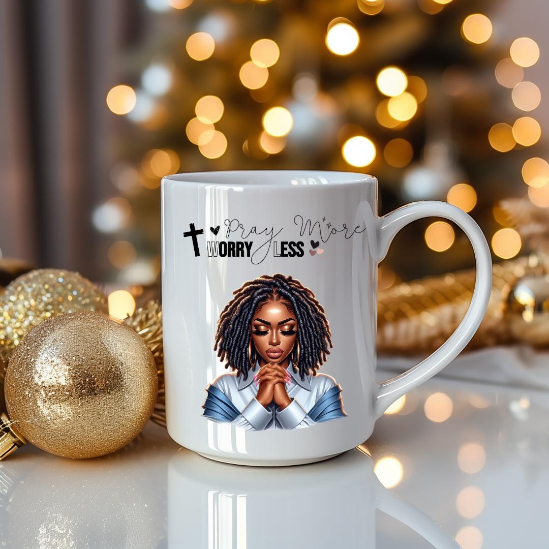 Pray More, Worry Less Custom Mug
