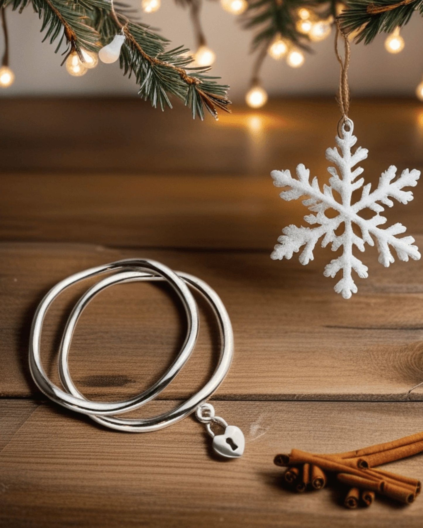 Chunky Silver Bangle 2pc Set