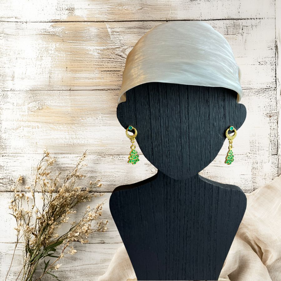 Gold Christmas Tree Earrings