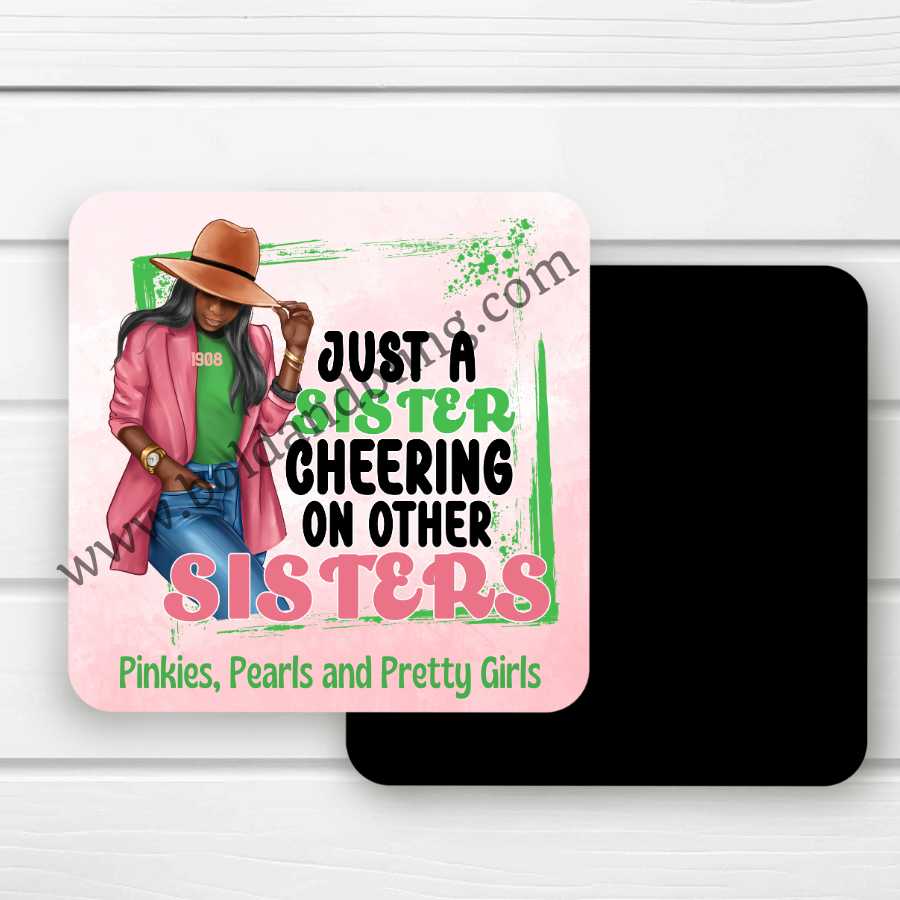 Just A Sister Cheering Pink and Green Magnet