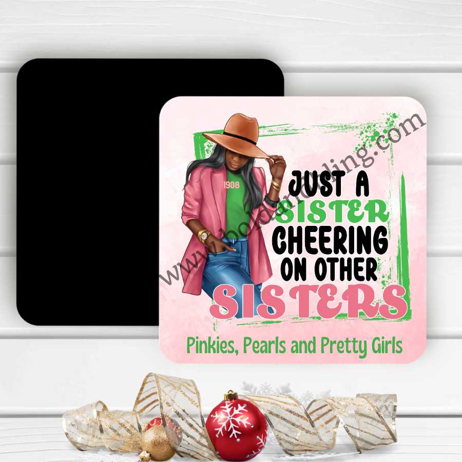 Just A Sister Cheering Pink and Green Magnet