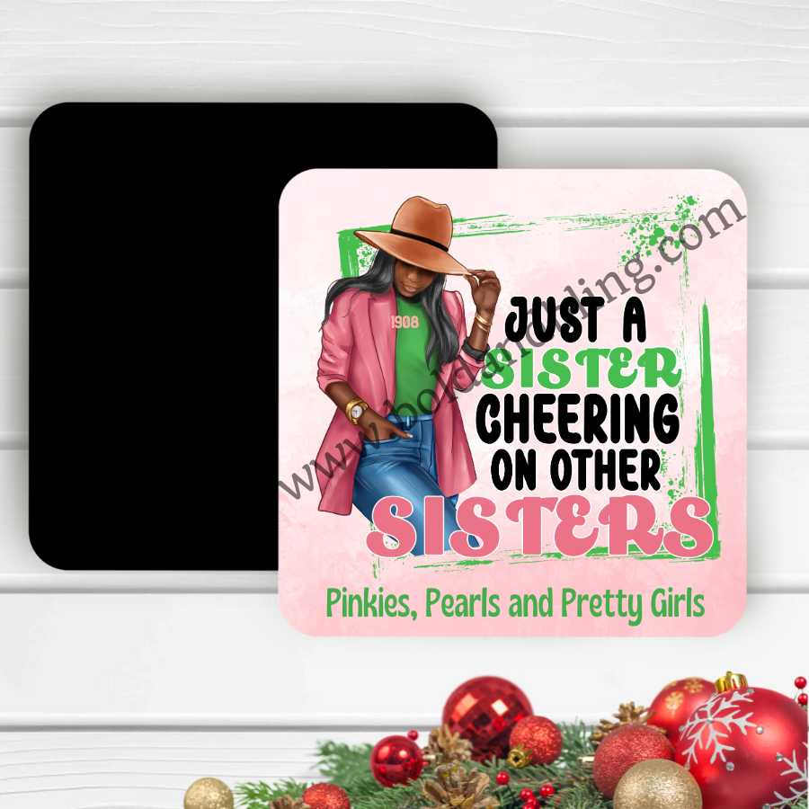 Just A Sister Cheering Pink and Green Magnet