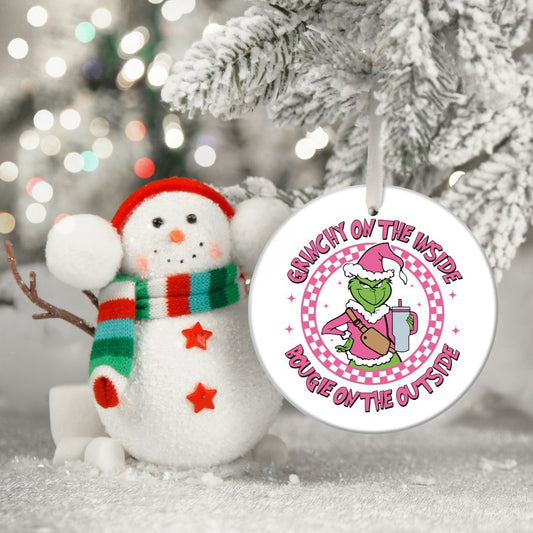 Grinchy and Bougie Holiday Ornament
