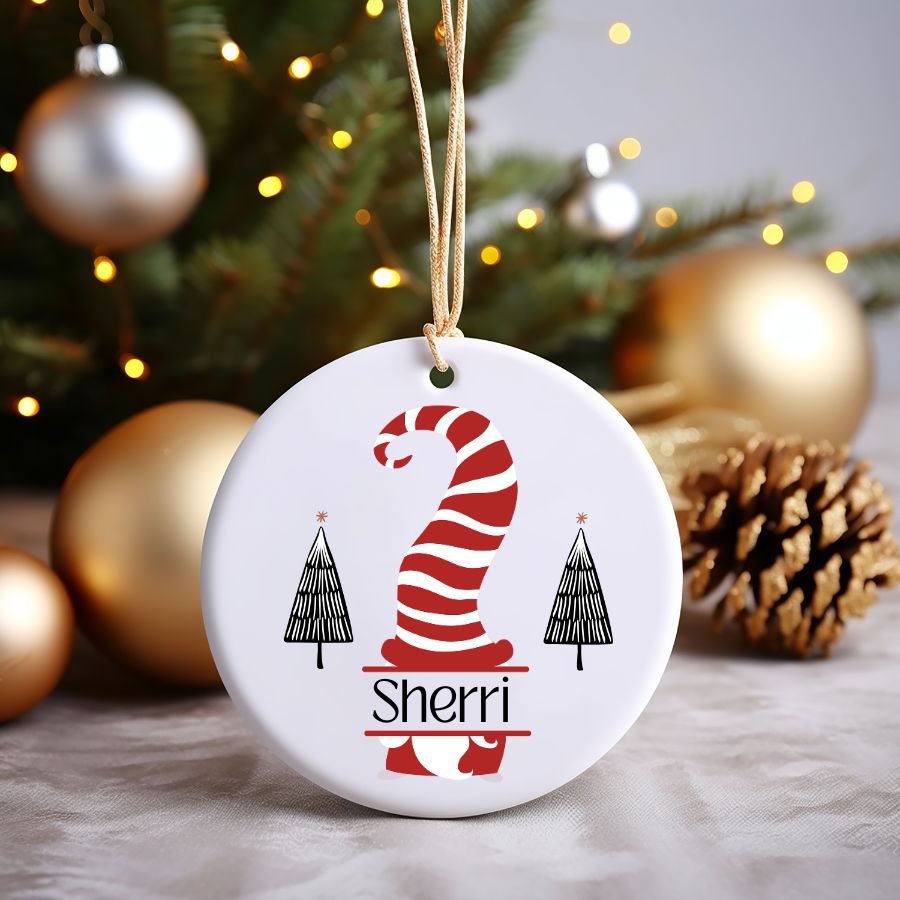 Happy Holidays PERSONALIZED Elf Hat Ornament