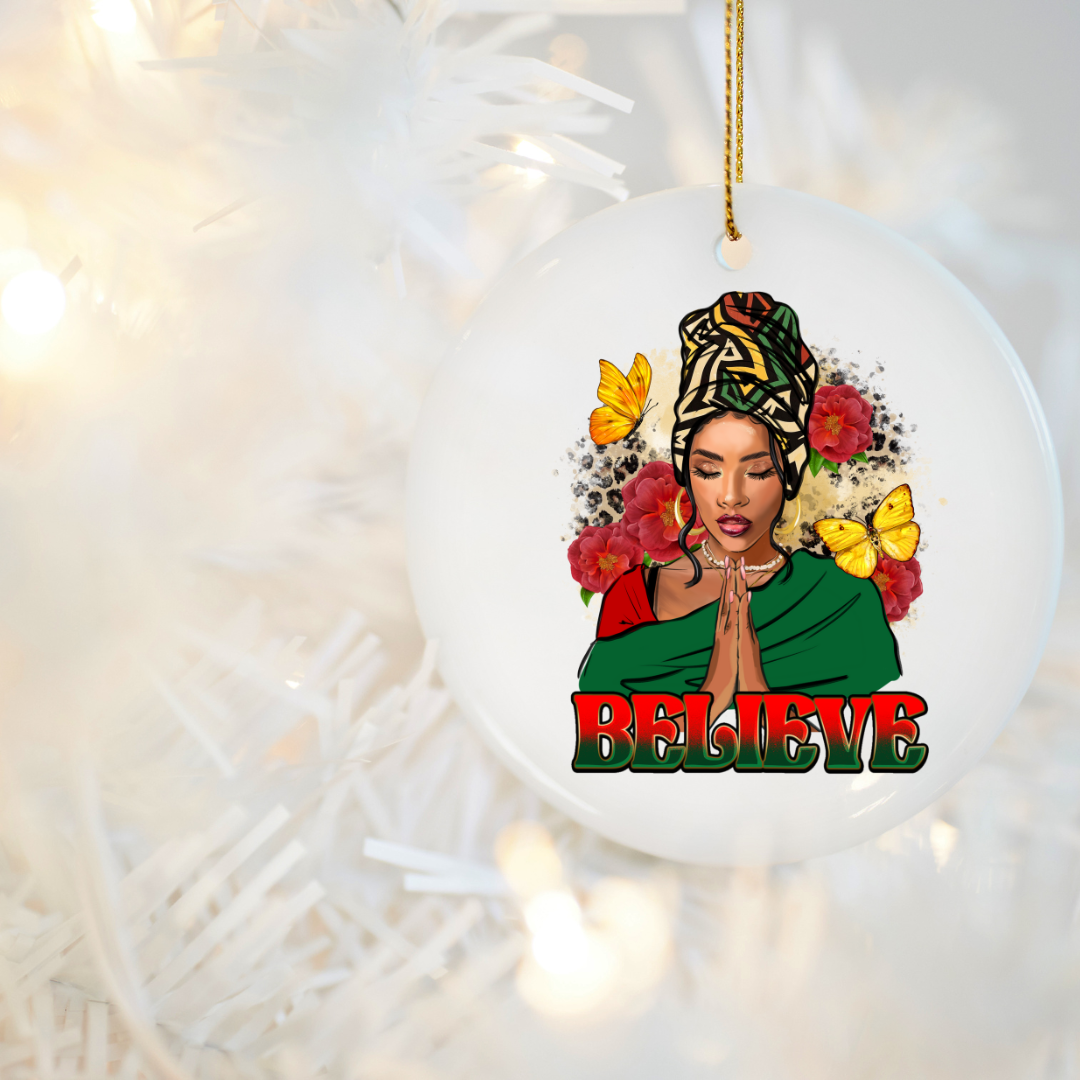 Believe Custom Holiday Ornament