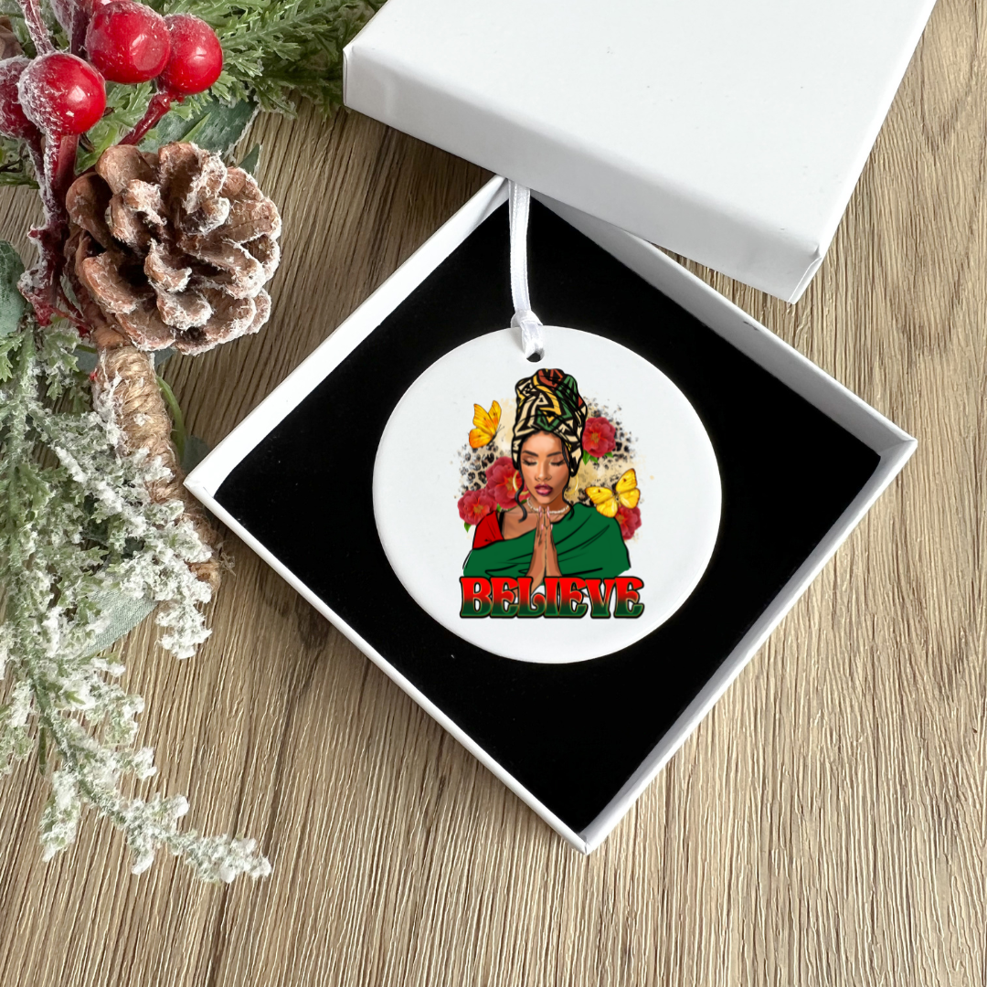 Believe Custom Holiday Ornament