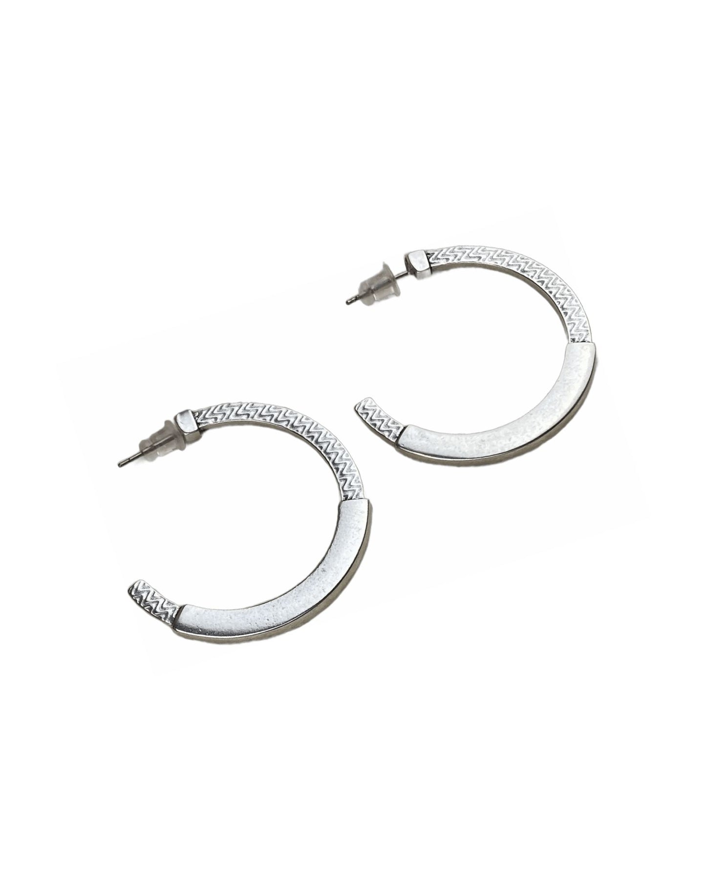 Jalayne Etched Silver Hoop Earrings