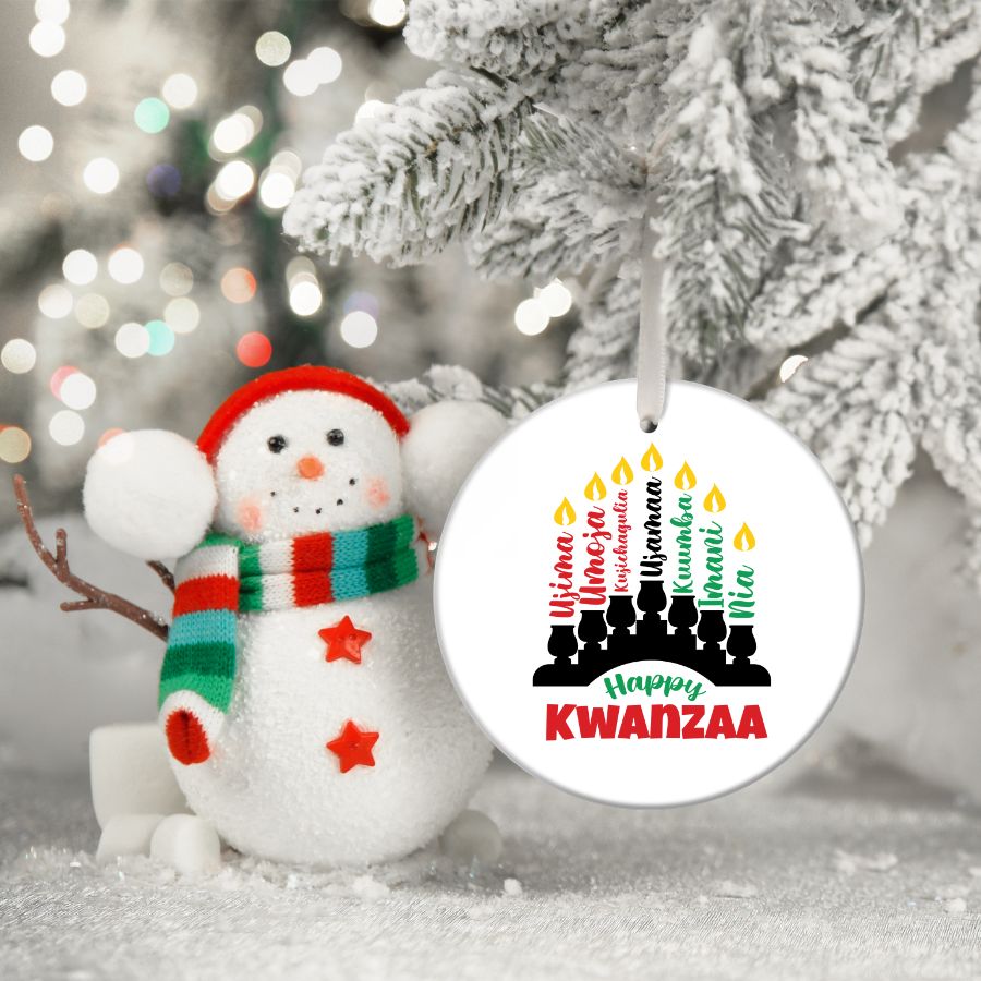 Happy Kwanzaa Custom Christmas Ornament