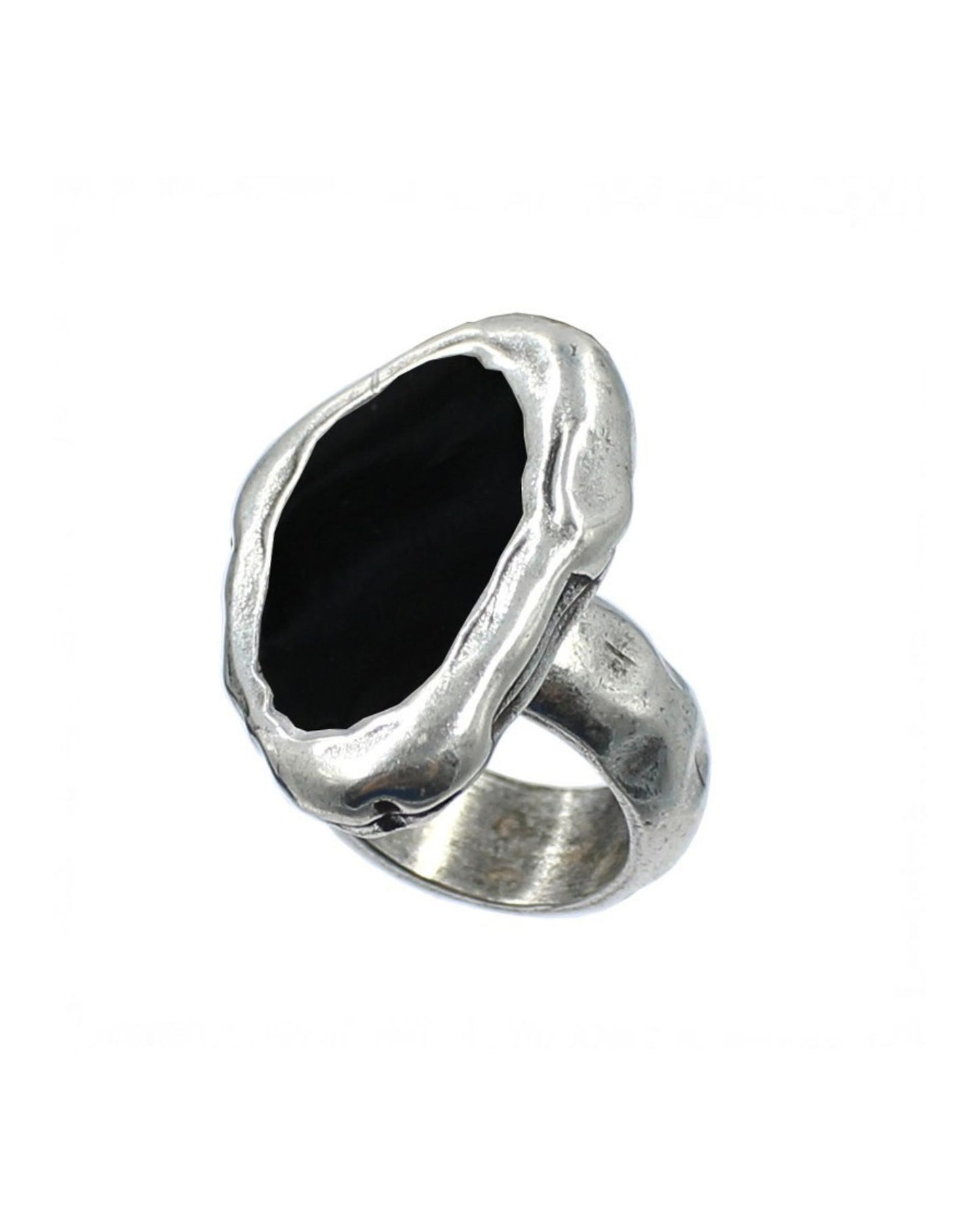 Kylie Black Enamel Adjustable Ring
