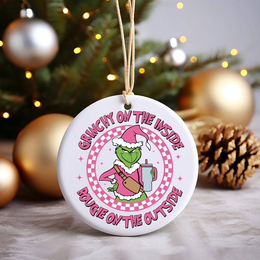 Grinchy and Bougie Holiday Ornament