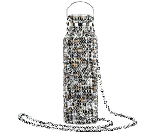 Sparkling Rhinestone Water Bottle - Leopard