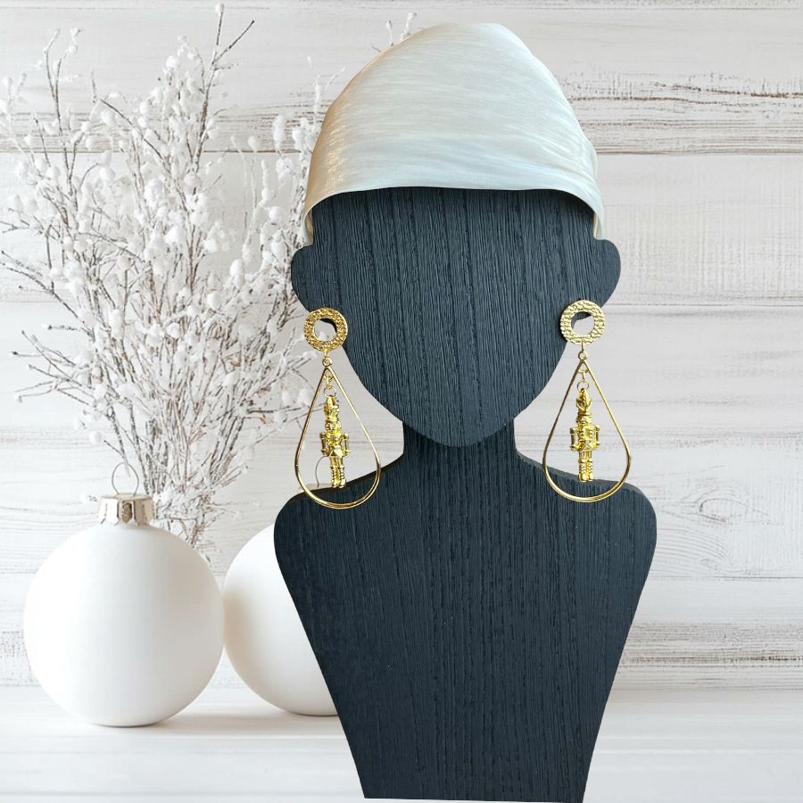 Nutcracker Holiday Earrings Gold